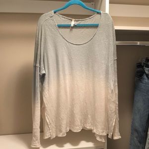 Free People Ombré Creme Long Sleeve Top Size Large